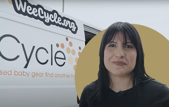 Student Daisy Hernandez works at WeeCycle