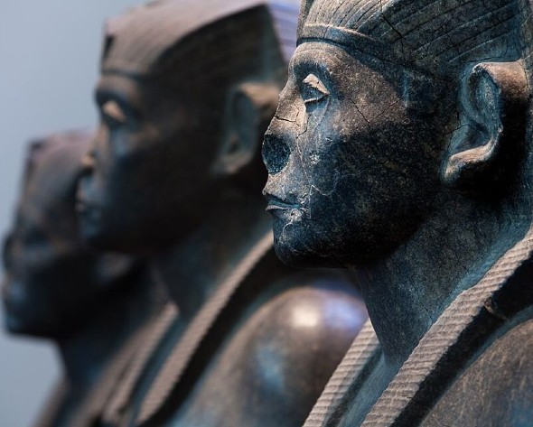 Statues of the pharaoh Senusret III, c. 1850 BC.