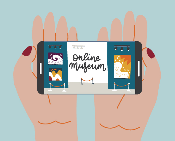 Illustration of museum programming on a smartphone