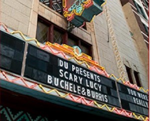 DU presents Scary Lucy on a theatre marquee