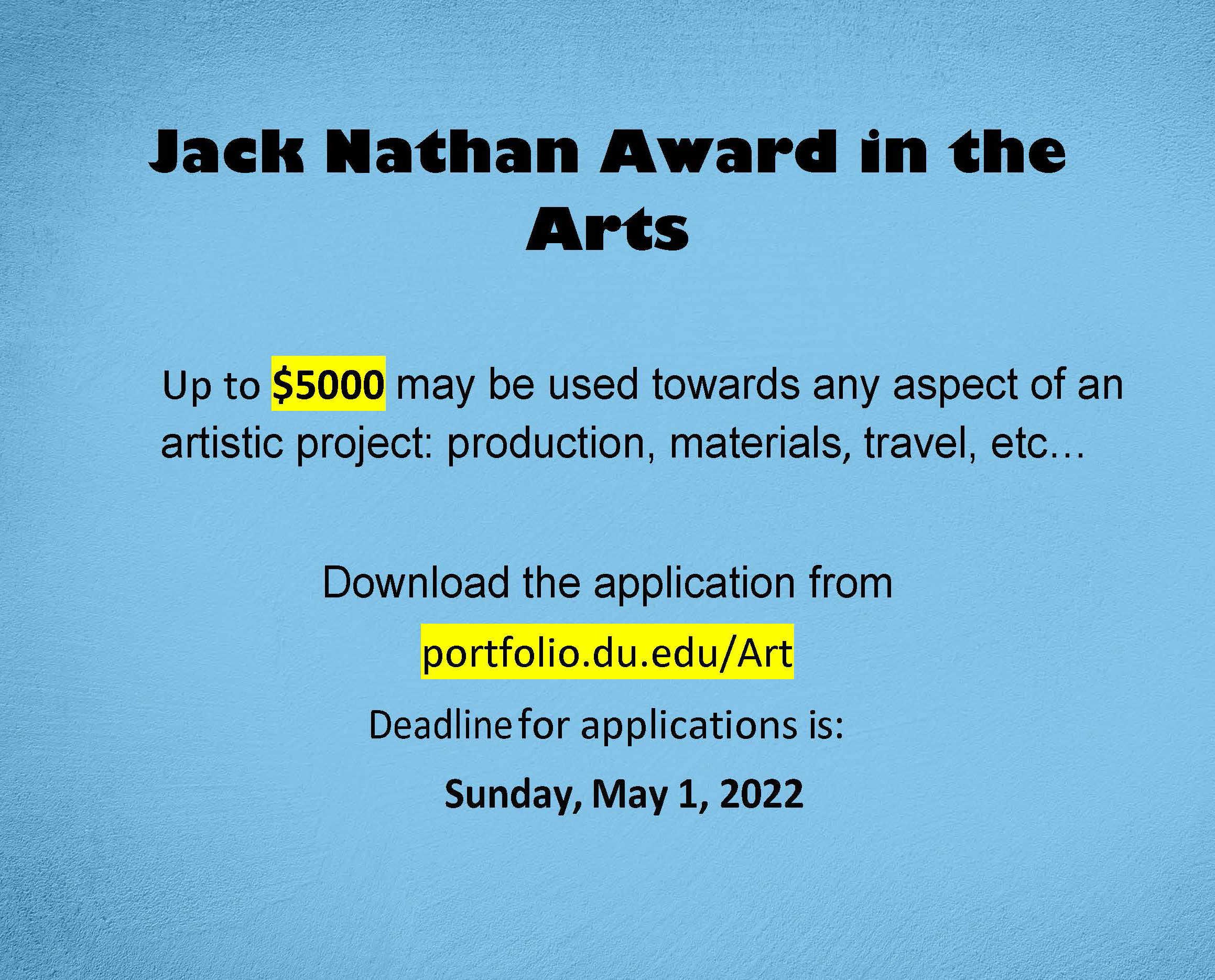 Jack Nathan Award in the Arts flyer