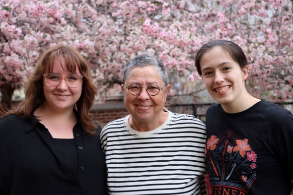 Sister fred smiling with students