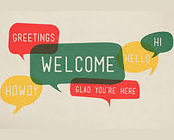 Banner with "Welcome" in multiple different languages in several colors
