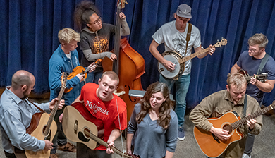 Lamont Bluegrass Ensemble performs together.