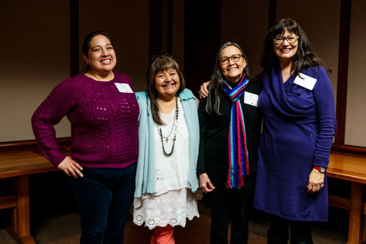 Angela Parker, Melanie Yazzie, Jan Jacobs and Dakota Hoska at the Ethical Stewardship of Contemporary Native Art event at DU