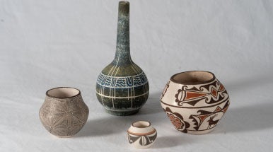 Native American pottery by Lucy M. Lewis, Douglas Levi, Josephine Nahohao and Stella Teller