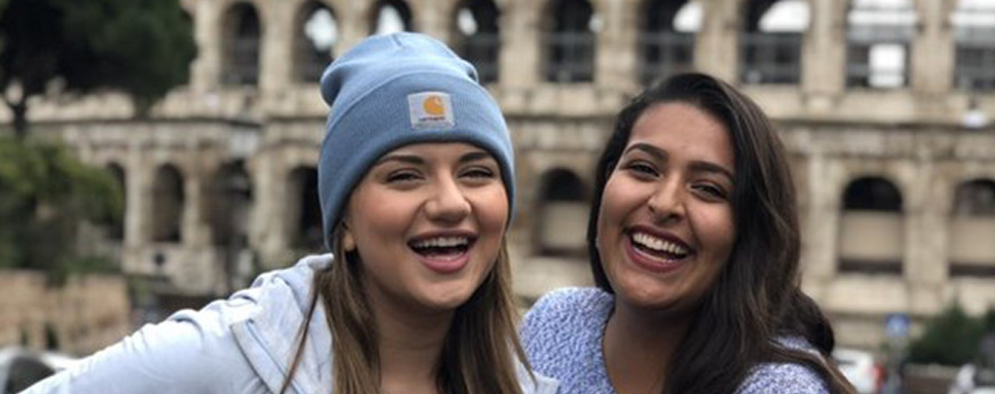 two DU students pose in Rome