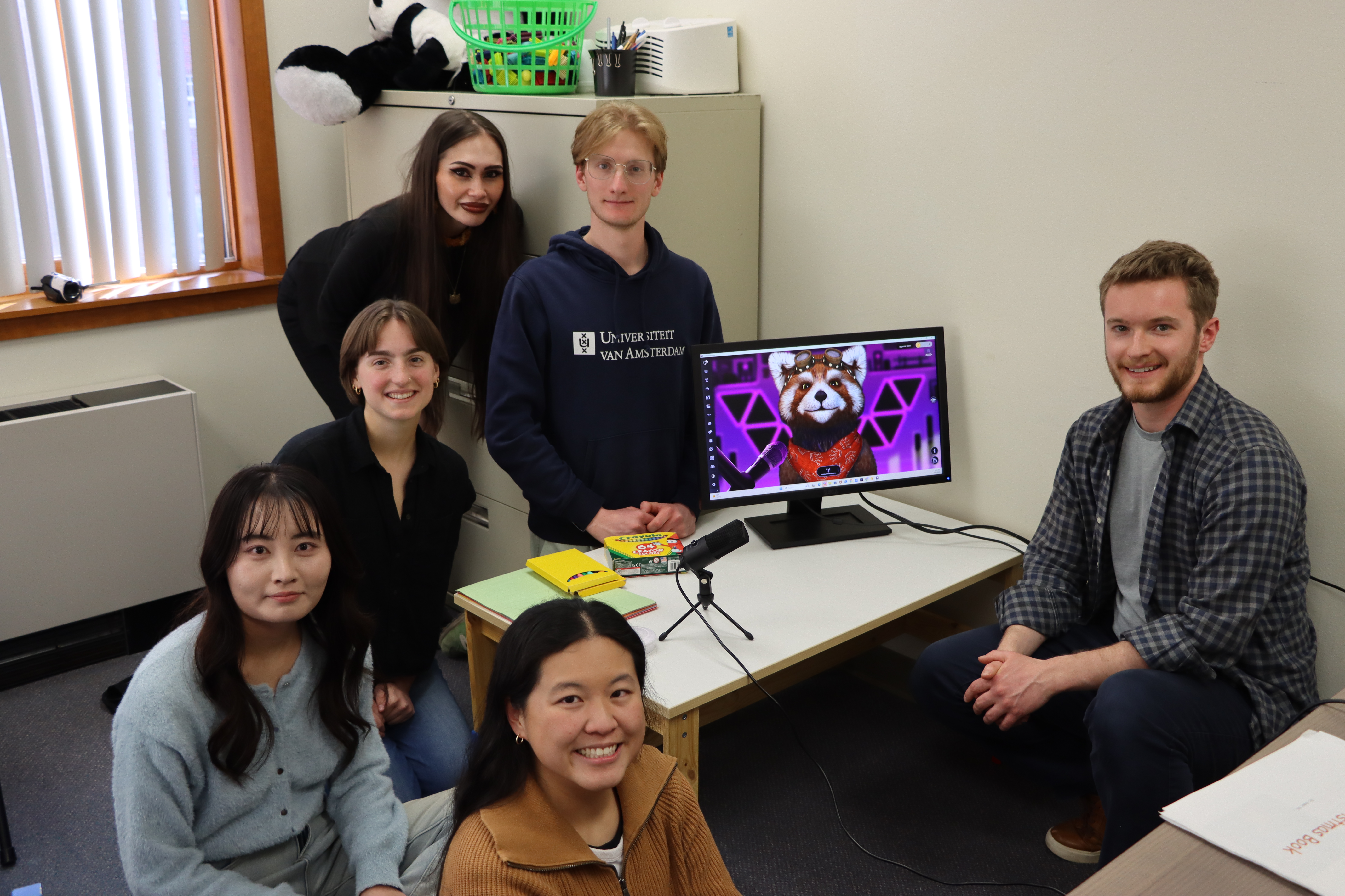 research lab students smiling together