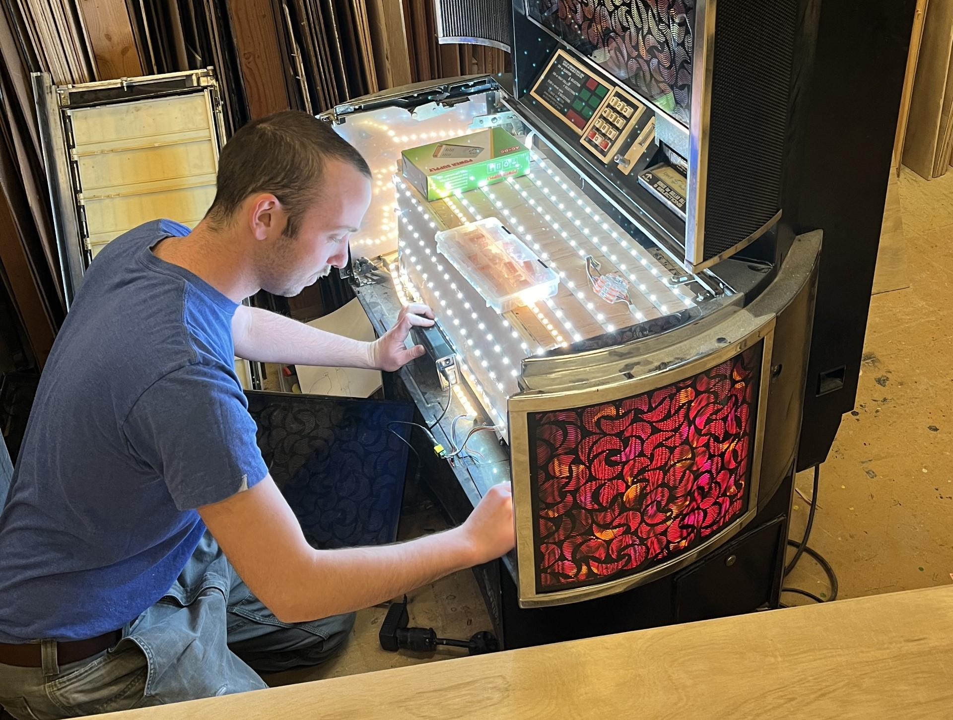 student working on jukebox
