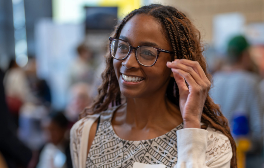 Girl smiling and talking