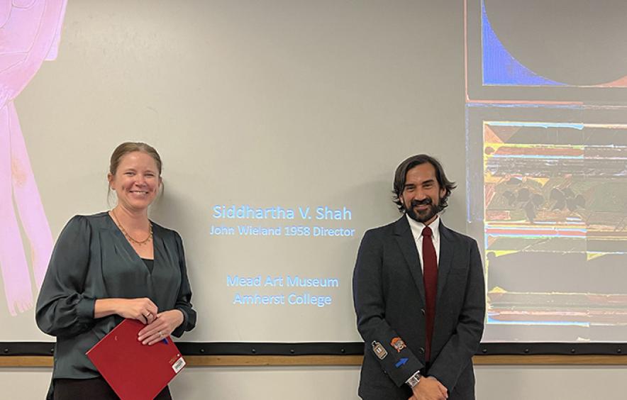 2022 Lanius Lecturer Siddhartha Shah with DU Professor Sarah Magnatta