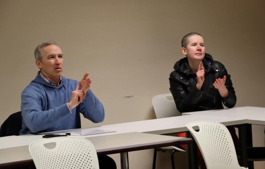 Students learning sign language