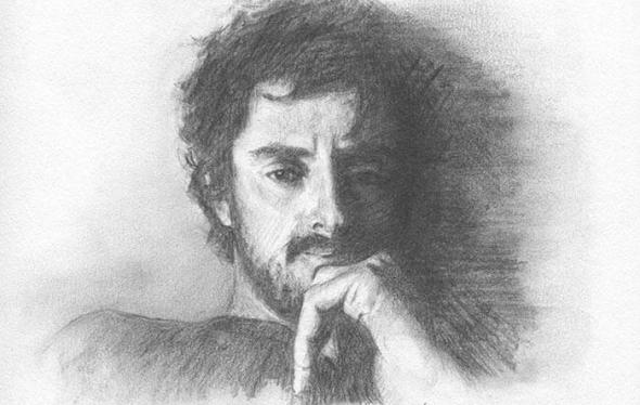 Charcoal drawing of young man