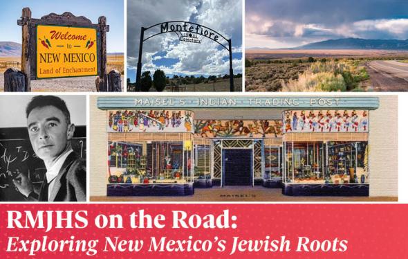 Collection of images of southwestern buildings, landscapes, signs, and a man standing in front of a chalkboard doing mathematical calculations.