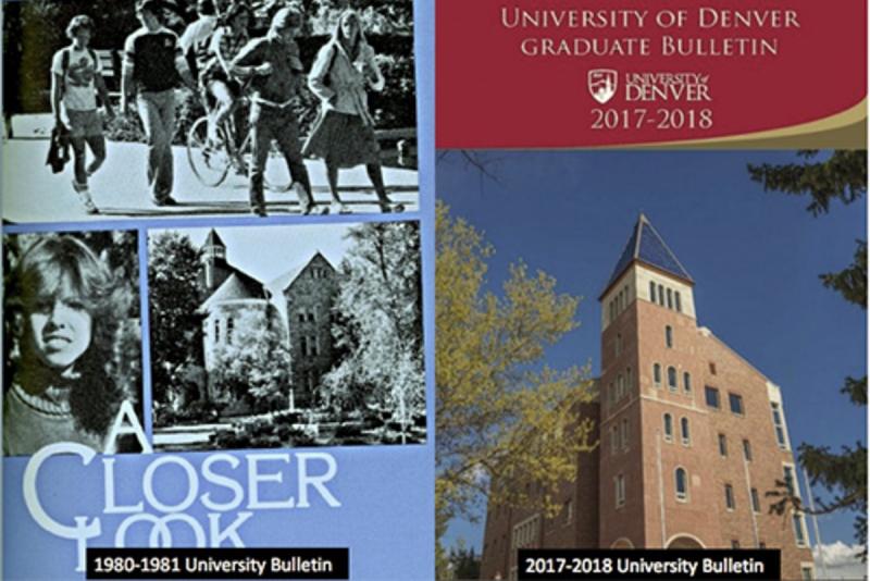 The covers of the DU bulletins from 1980-1981 and 2017-2018