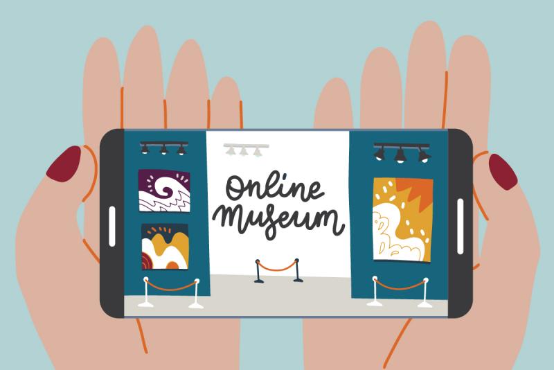 Illustration of museum programming on a smartphone