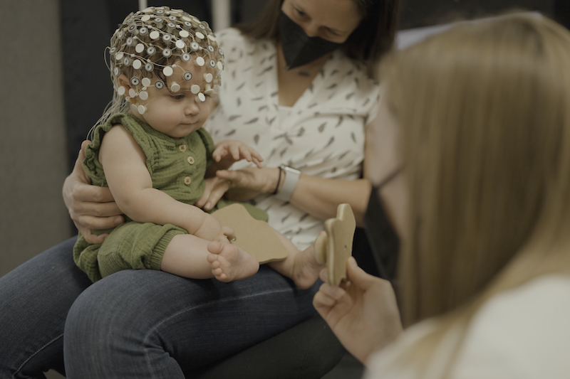 Baby undergoing testing on brain