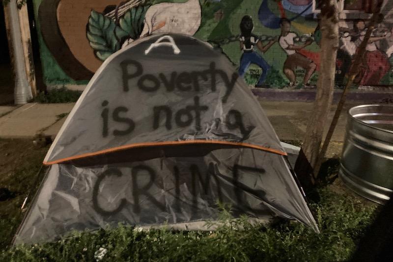 A tent in downtown Denver