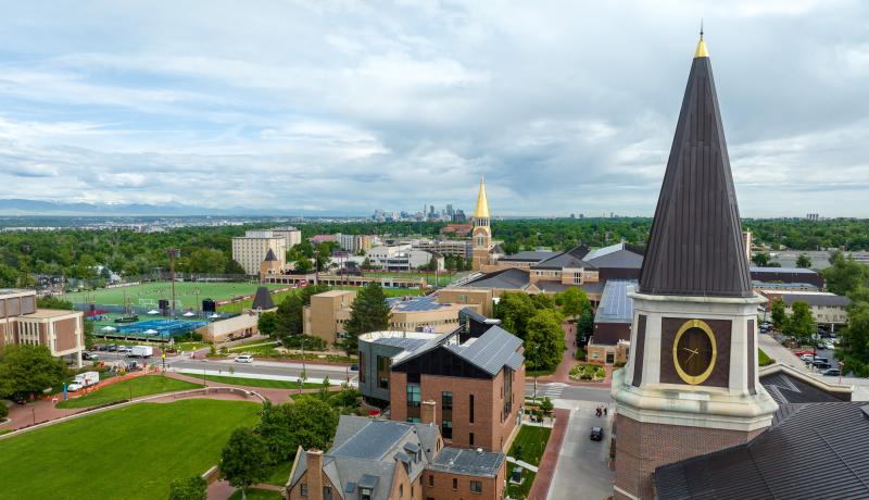 aerial view of DU campus