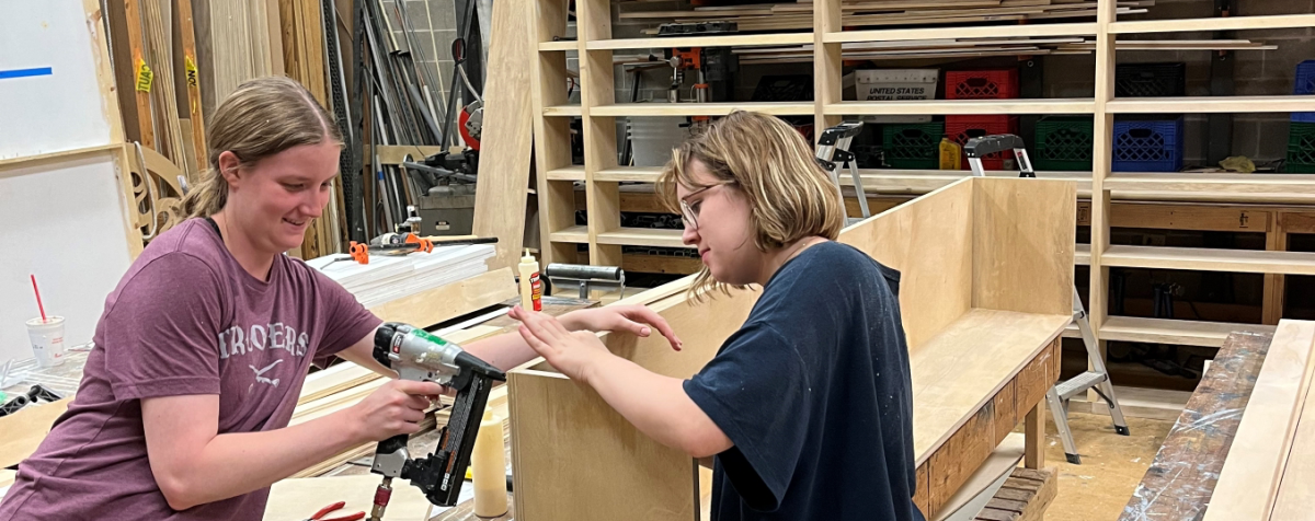 Theatre Students building a set