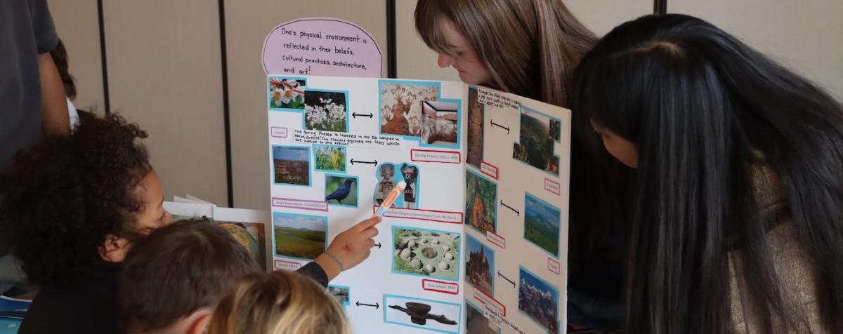Students presenting to kids
