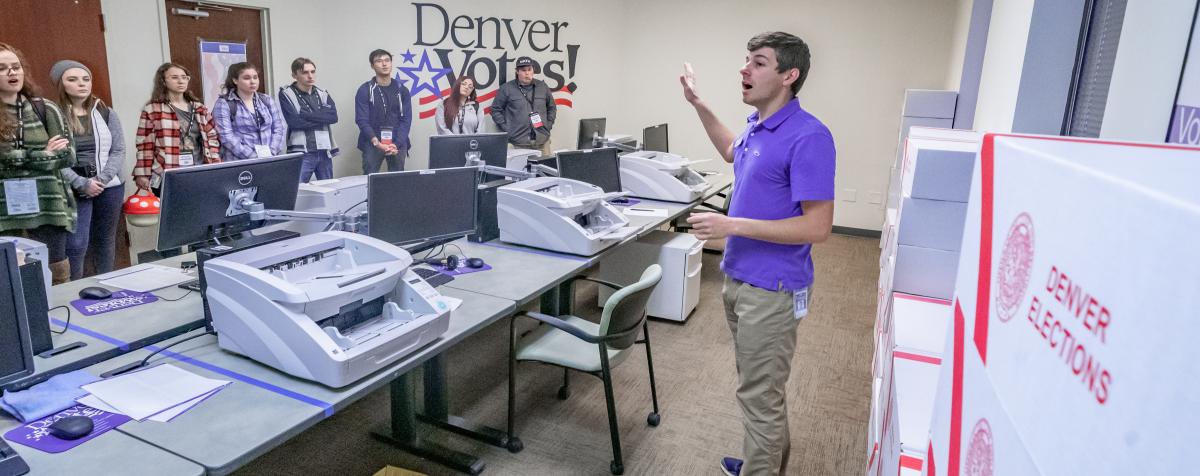Political Science students on a field trip to Denver Votes.