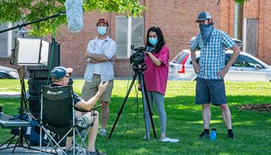 MFJS students and faculty complete a film project while socially distancing outside during the summer of 2020