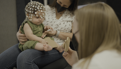 Baby undergoing testing on brain