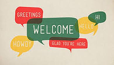 Banner with "Welcome" in multiple different languages in several colors