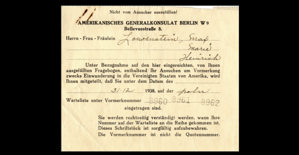 Yellowed letter from American General Consulate in Berlin 1938