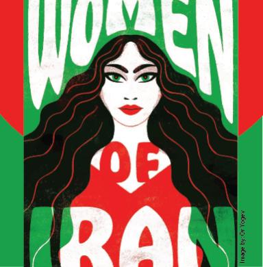 Flyer for woman life freedom exhibit, graphic of a woman in black, green and red with the text "Women of Iran"