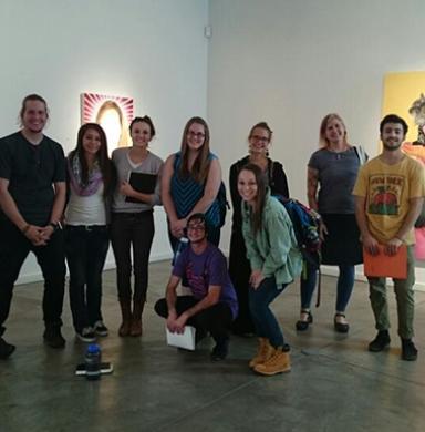 Students with Gjertson at Plus Gallery