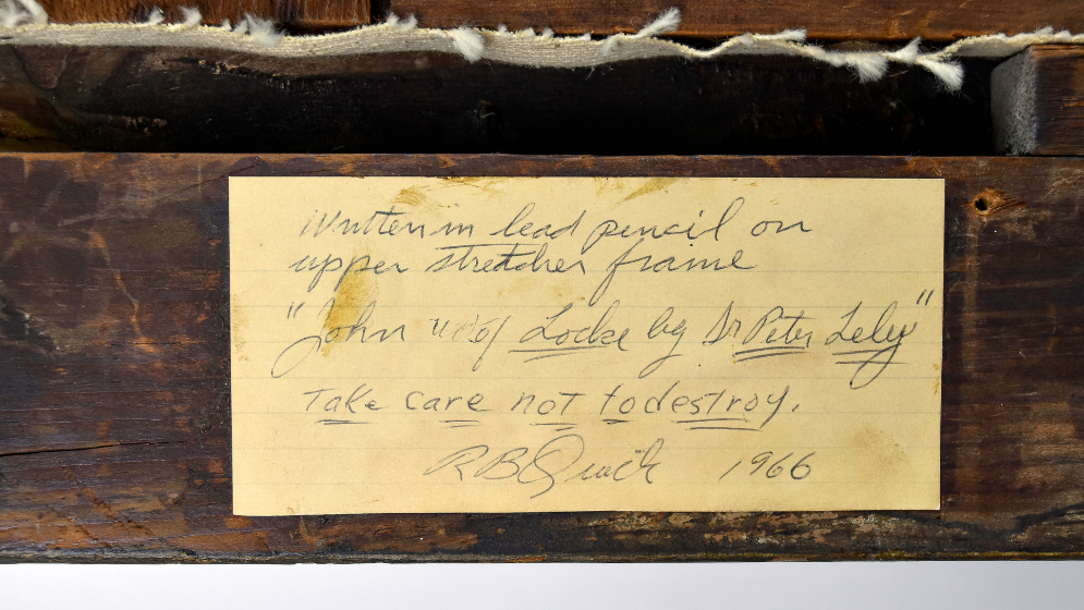 written inscription on back of Sir Lelys painting