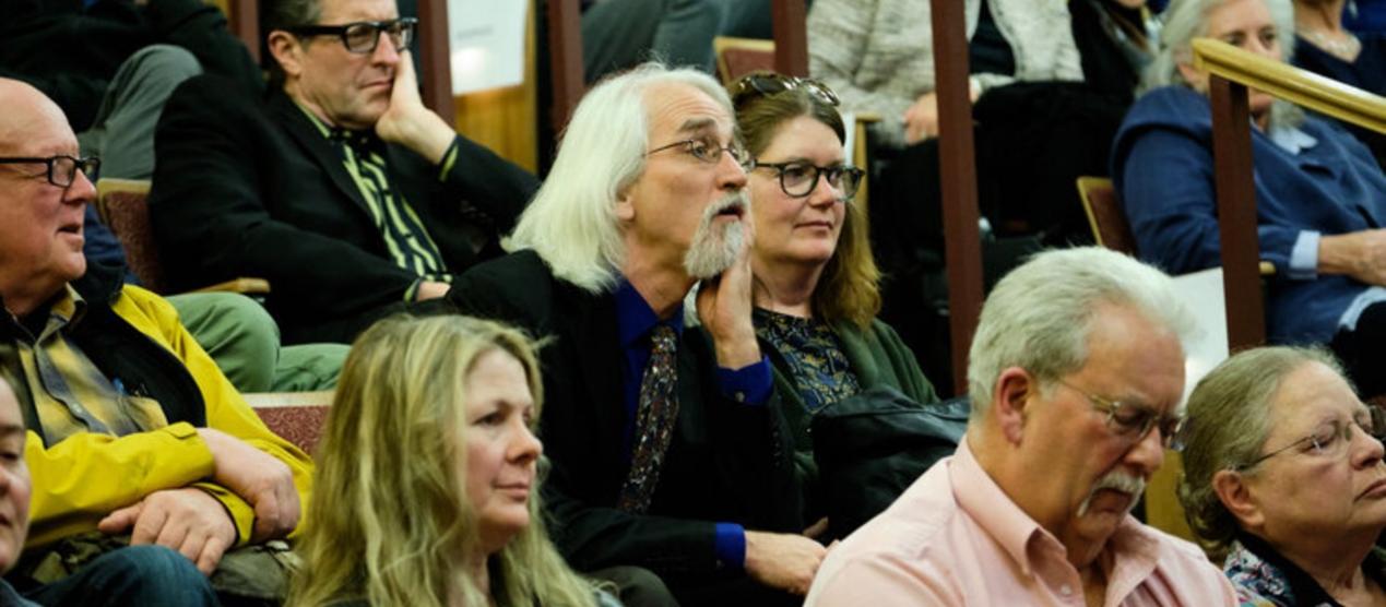 Under the Hammer audience. Scott B. Montgomery (center), Associate Professor of Art History, University of Denver.