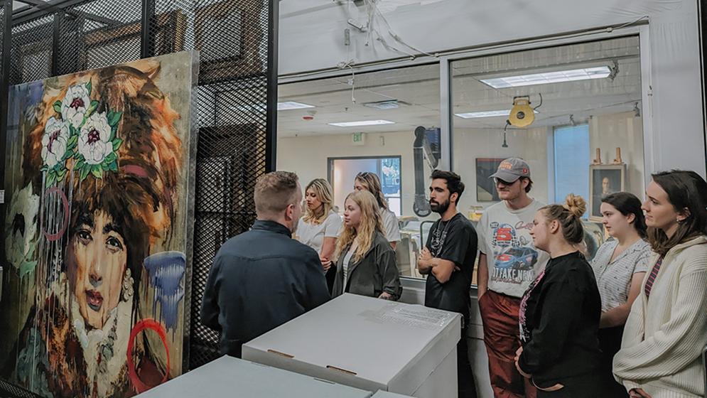 large group touring art studio