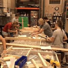 students in stagecraft class